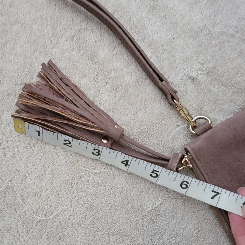 Antik Kraft Tasseled Wristlet Zip Around Mauve/Blush Vegan Leather - Picture 13 of 14
